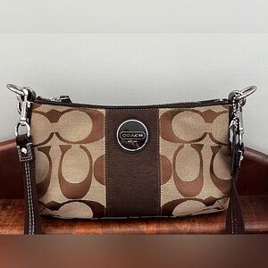 Coach Signature Brown and Tan Crossbody shoulder Bag F17439 Y2K style purse